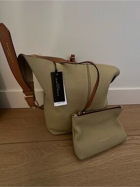 Gianni Chiarini Olive Green Leather Shoulder Bag with Pouch